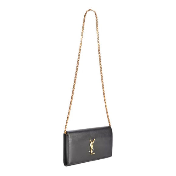👜 🆕 Saint Laurent YSL Napa Leather Wallet on Chain - Picture 5 of 8